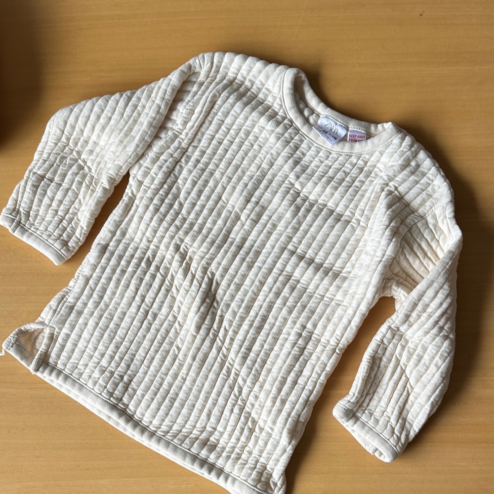 Zara Cream Quilted Kids Sweater